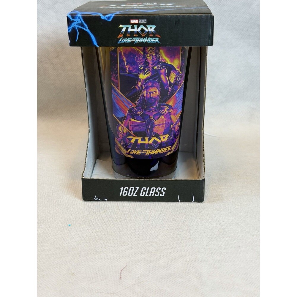 Marvel Studios Thor Love and Thunder 16oz Glass Pint Tumbler Drinking Cup NIB
